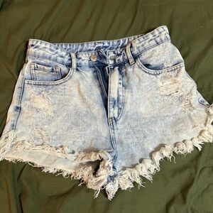SHEIN Light Blue Distressed Jean Shorts